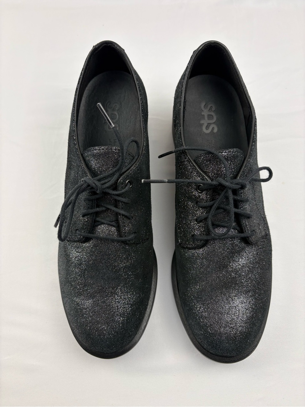 SAS Women’s Annex Oxford Dress Shoes in Black Caviar Sparkle-NWOT